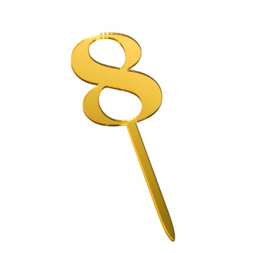 Топпер цифра 8 золото 3,5*5см