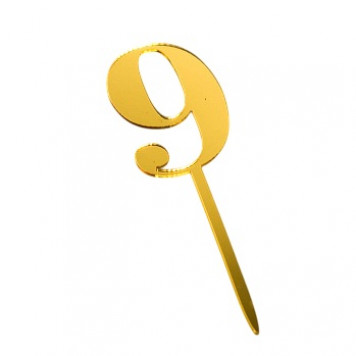 Топпер цифра 9 золото 3,5*5см