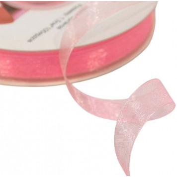 Лента Органза 1,5см*100ярд Ярко-розовый 1/18 1/72