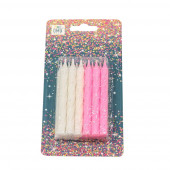 Свечи для торта набор (12 шт.) 8см (микс 15) 1/12 1/144