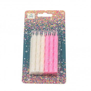 Свечи для торта набор (12 шт.) 8см (микс 15) 1/12 1/144