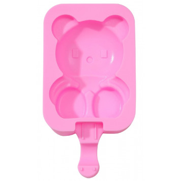 Форма для мороженого 14х8х2,5 см, "Мишутка", цвет розовый