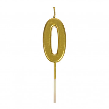 Свеча в торт на шпажке «Цифра 0», золотая, 4.5×2.5 см