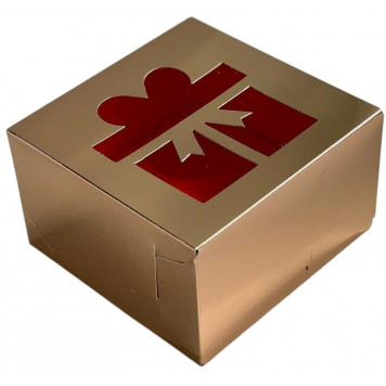 Коробка 4 капкейка золото Подарок