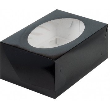 Коробка 6 капкейков 23*16*10 черная