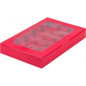 Коробка 15 конфет 25*16*3 красная