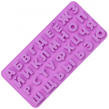 Форма для шоколада Доляна «Алфавит для бенто-тортов», силикон, 24.8×12×1.5 см, 33 ячейки, сиреневая