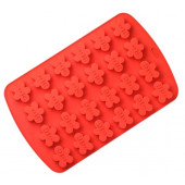 Форма силиконовая для выпечки Доляна  «Пряничный человек», 32,5×21×1,5 см, 24 ячейки, цвет красный