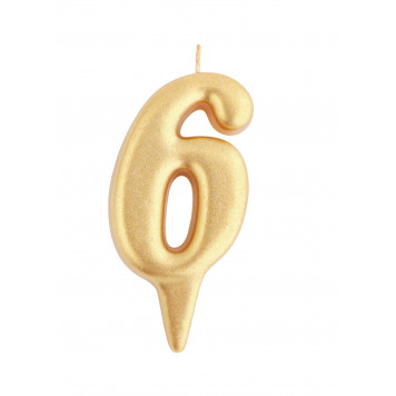 Свеча для торта «Цифра 6», золотая, 5.5 см
