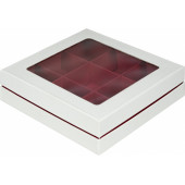 Коробка 9 конфет 16*16*4 белая/красная премиум