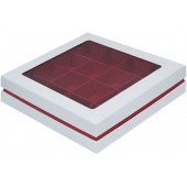 Коробка 16 конфет 18*18*4 белая/красная премиум