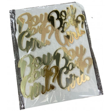 Набор топперов Girl or Boy золотой акрил, 4шт зн63