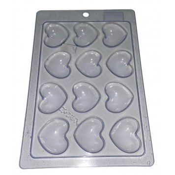 Форма пластиковая Сердце 40, 12 ячеек