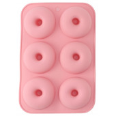 Форма для выпечки Доляна «Пончик», силикон, 26×18×2.5 см, 6 ячеек (d=7.5 см), цвет розовый