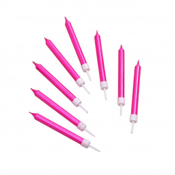 Набор свечей для торта "Манхеттен", 9 см, 8 шт, 24 мин, розовый металлик