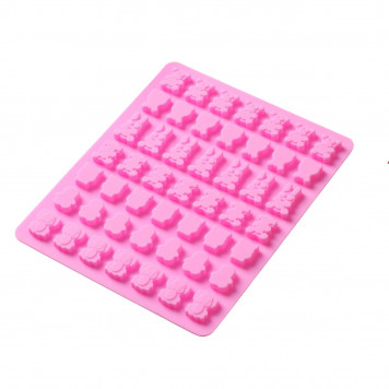 Форма для мармелада 49 ячеек 18,5х15х0,5 см (2х1,5 см) "Зоопарк", цвет розовый
