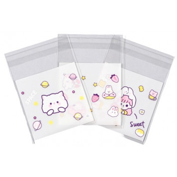 Пакет БОПП с липкой лентой, "Корейский стиль", 7*7+3см МИКС