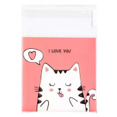 Пакет БОПП с липкой лентой, "Люблю тебя", 7*7+3см