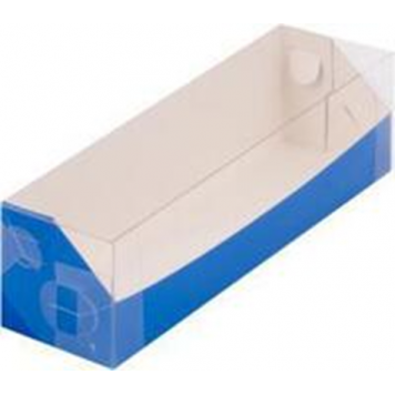 Коробка для макарон с крышкой 19*5*5 синяя