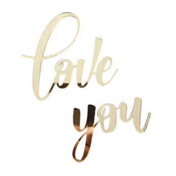 Набор топперов Love you золотой акрил