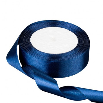 Лента атласная темно-синяя (38) 25мм, 25 метров