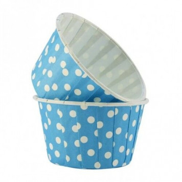 Маффин 50*40мм Роза горошек (голубой фон), 20шт