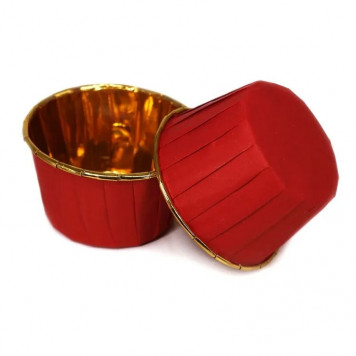 Маффин 50*40мм Красный золотой кант, 50шт