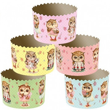 Форма для кулича бум. 90*90 Совушки