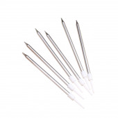 Свечи в торт коктейльные "Шайн", 6 шт, 10 см, серебряный металлик