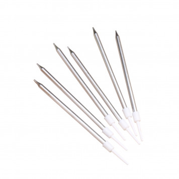 Свечи в торт коктейльные "Шайн", 6 шт, 10 см, серебряный металлик