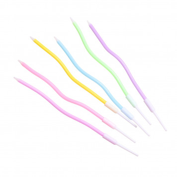 Свечи в торт коктейльные витые «С днем рождения», 6 шт., 16.5 см, разноцветные