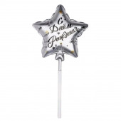 Свеча в торт на шпажке "Воздушный шарик.Звезда", 7 см, серебряная