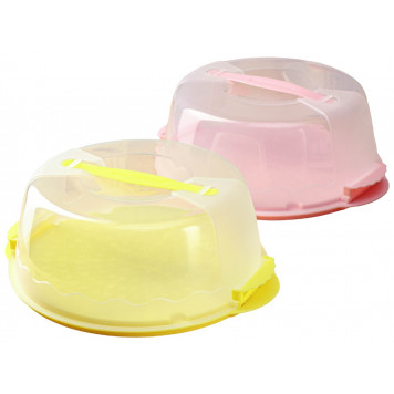 Тортовница с крышкой круглое 29 см, цвета МИКС