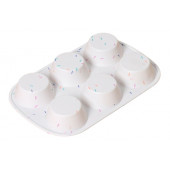 Форма для выпечки KONFINETTA «Фигуры. Круг», силикон, 28×18×3.5 см, 6 ячеек (d=7.5 см), белая