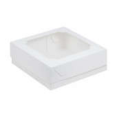 Коробка для зефира 20*20*7 белая с окном