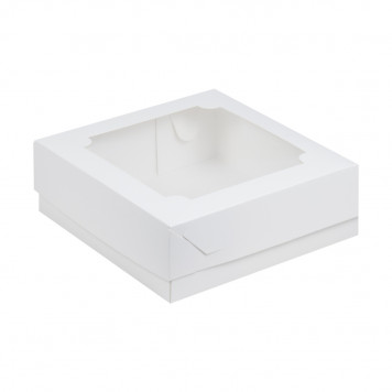 Коробка для зефира 20*20*7 белая с окном