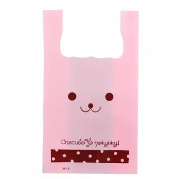 Пакет майка, полиэтиленовый «Зайчиха», розовый 26×48 см, 9 мкм