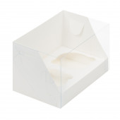 Коробка 2 капкейка 16*10*10 белая КРЫШКА