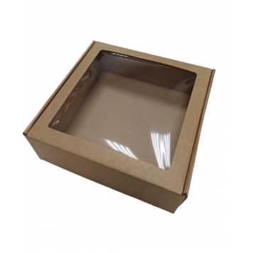 Коробка 21*21*7 с окном крафт