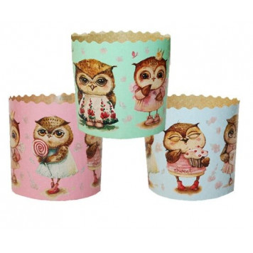 Форма для кулича бум. 70*60мм Совушки