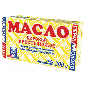 Масло сливочное 72,5% Перммолоко, 180г
