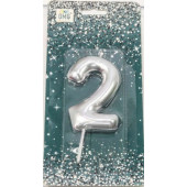 Свеча для торта Цифра 2 Серебряный 6см 1/12 1/120