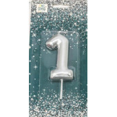 Свеча для торта Цифра 1 Серебряный 6см 1/12 1/120