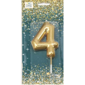 Свеча для торта Цифра 4 Золотой 6см 1/12 1/120