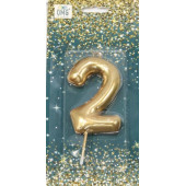 Свеча для торта Цифра 2 Золотой 6см 1/12 1/120