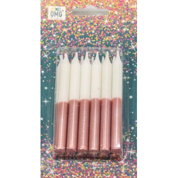 Свечи для торта набор (12 шт.) 8см Белый/Бронзовый 1/12 20010-95/6