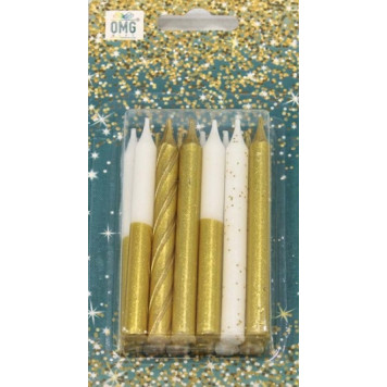 Свечи для торта набор (12 шт.) 8см (микс 16) 1/12 20010-95/16