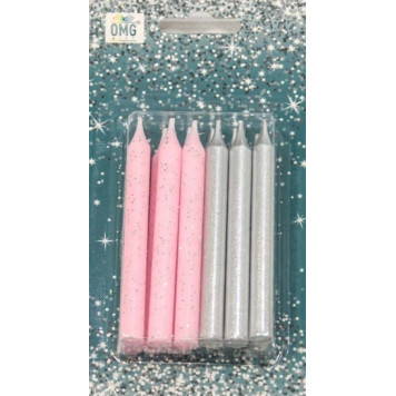 Свечи для торта набор (12 шт.) 8см (микс 14) 1/12 20010-95/14