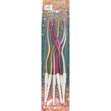 Свечи для торта набор "Спираль" 13см (микс) 1/12 1/432