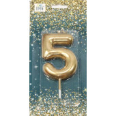 Свеча для торта Цифра 5 Золотой 6см 1/12 1/120